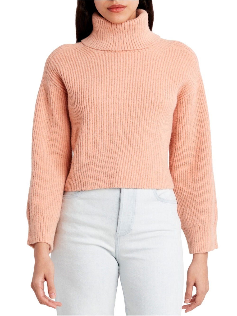 BCBGeneration Peach Ribbed Turtleneck Sweater